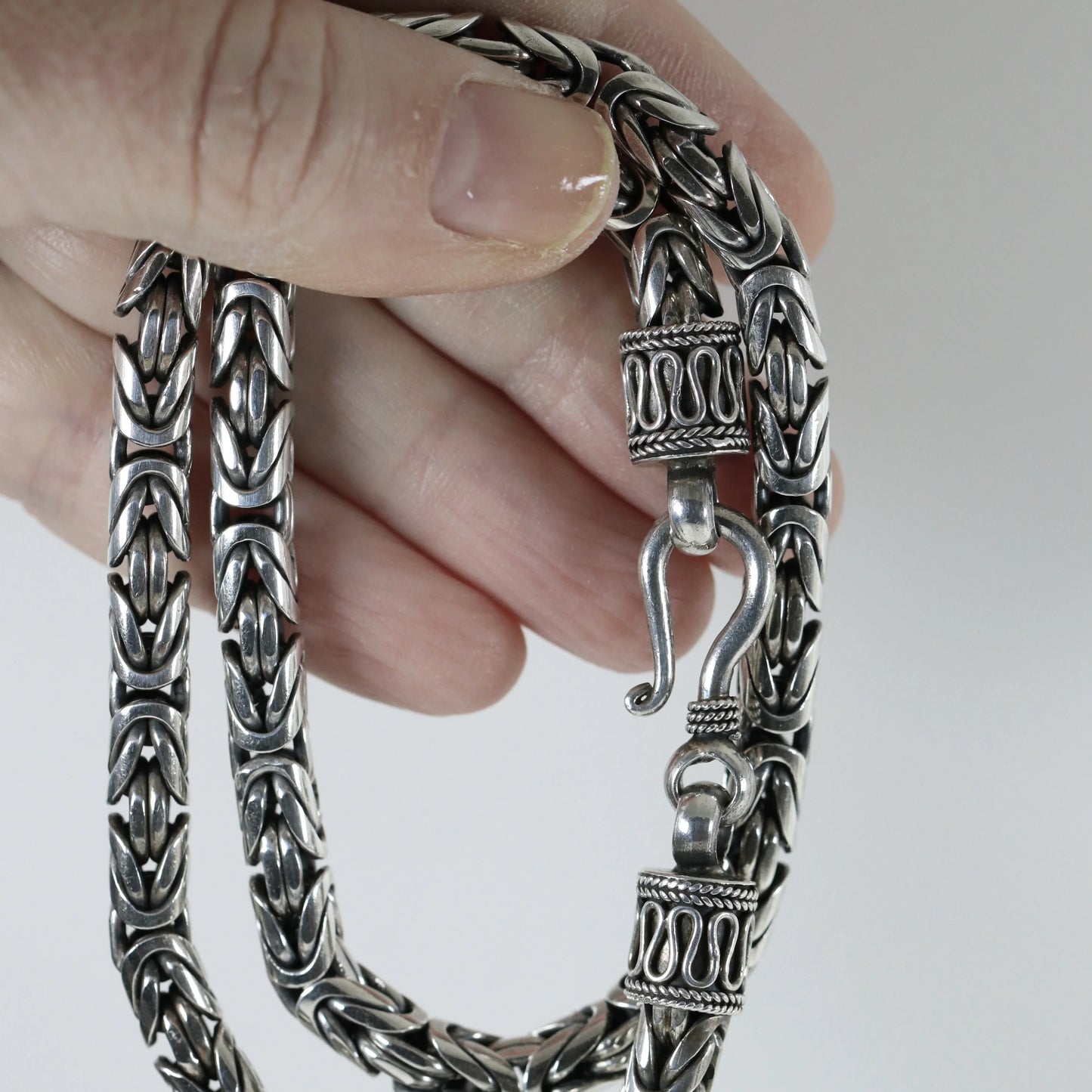 SOLD OUT: Vintage Silver Jewelry | Heavy Byzantine Link Chain Necklace - Carmel Fine Silver Jewelry