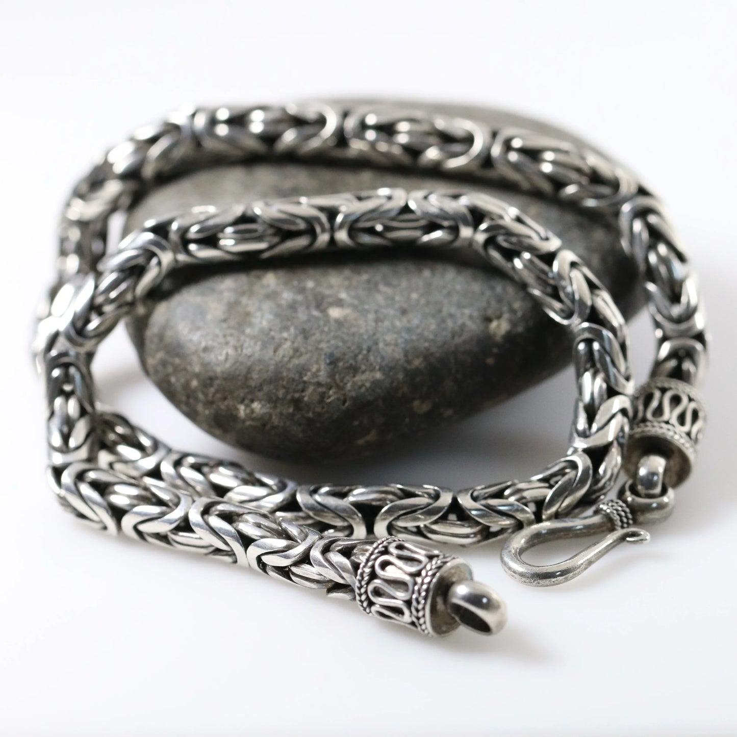 SOLD OUT: Vintage Silver Jewelry | Heavy Byzantine Link Chain Necklace - Carmel Fine Silver Jewelry