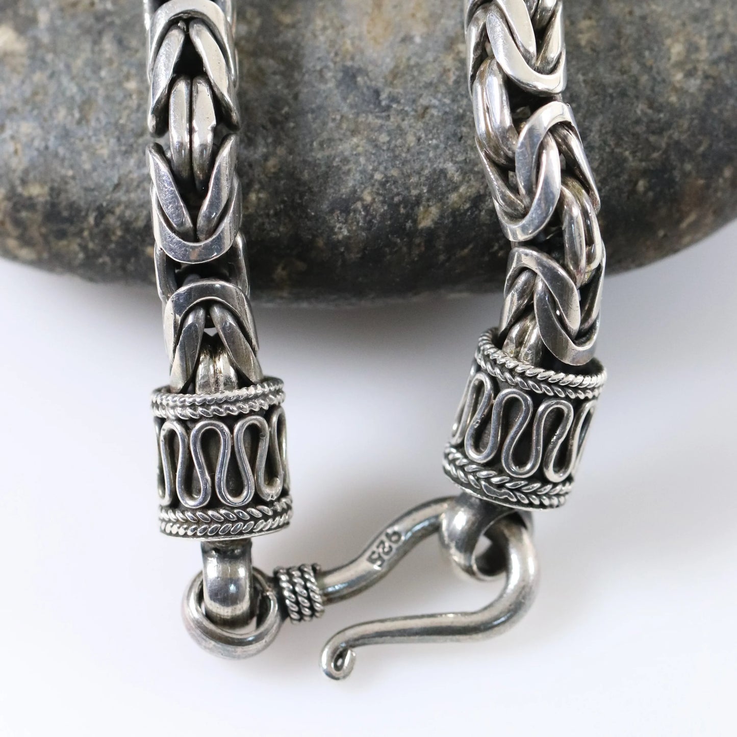 SOLD OUT: Vintage Silver Jewelry | Heavy Byzantine Link Chain Necklace - Carmel Fine Silver Jewelry