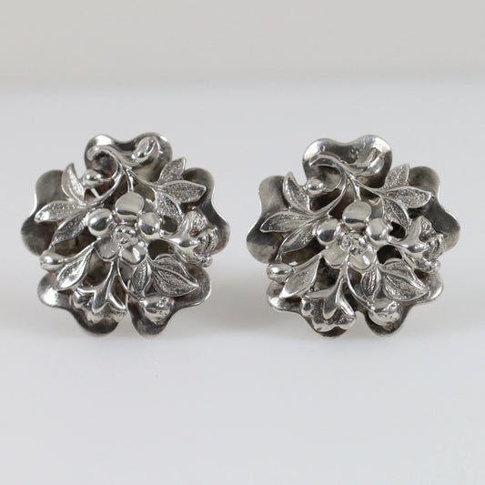 SOLD OUT: Vintage Silver Jewelry | Ornate Delicate Floral Earrings - Carmel Fine Silver Jewelry