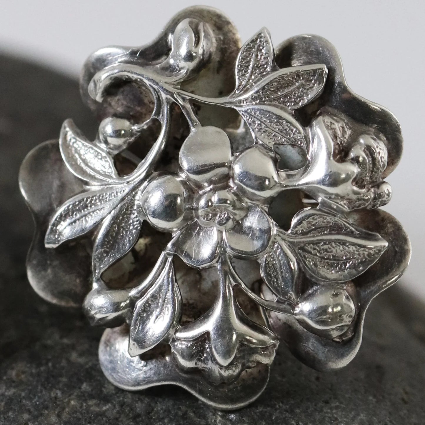 SOLD OUT: Vintage Silver Jewelry | Ornate Delicate Floral Earrings - Carmel Fine Silver Jewelry