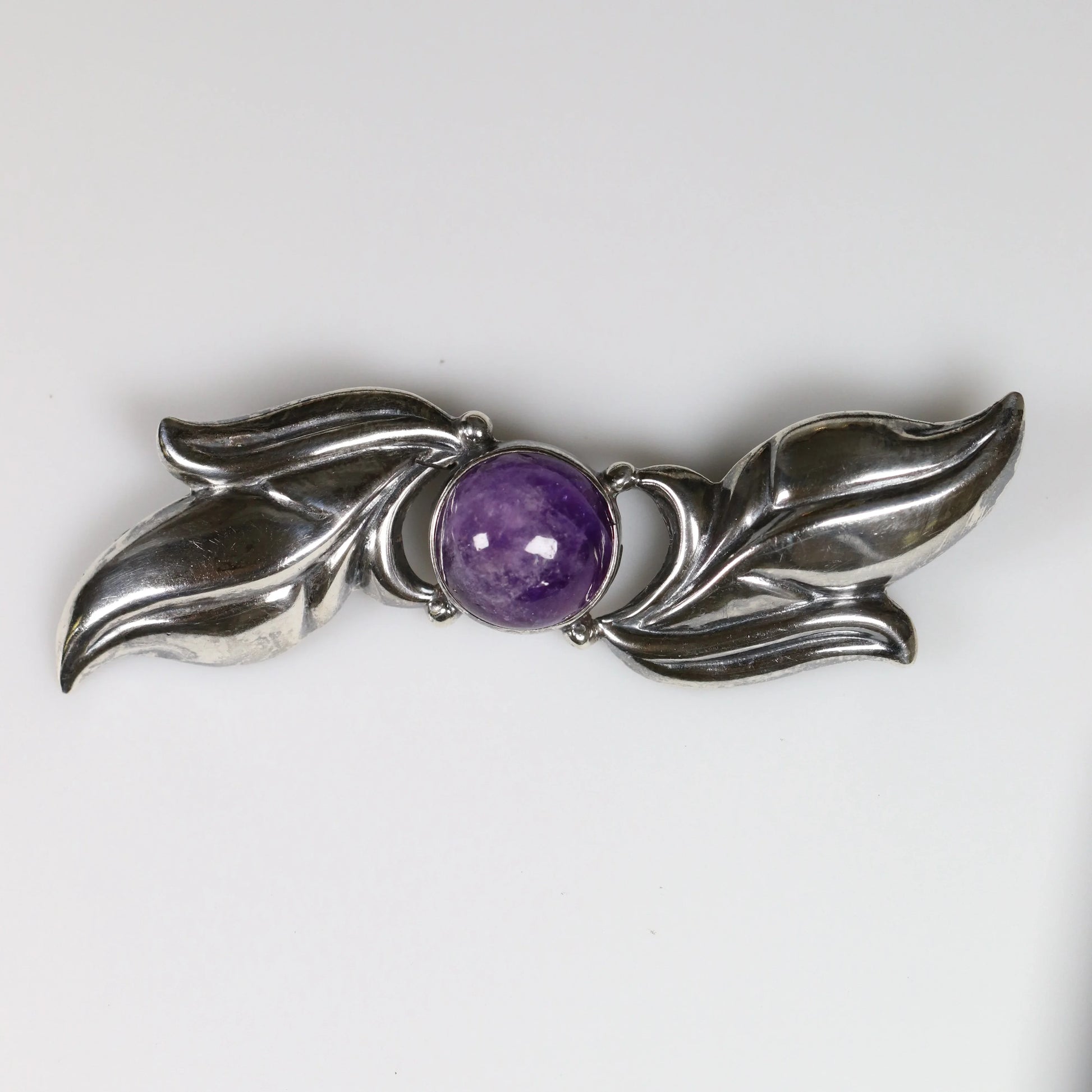 SOLD OUT: Vintage Silver Mexican Jewelry | Amethyst Floral Brooch - Carmel Fine Silver Jewelry