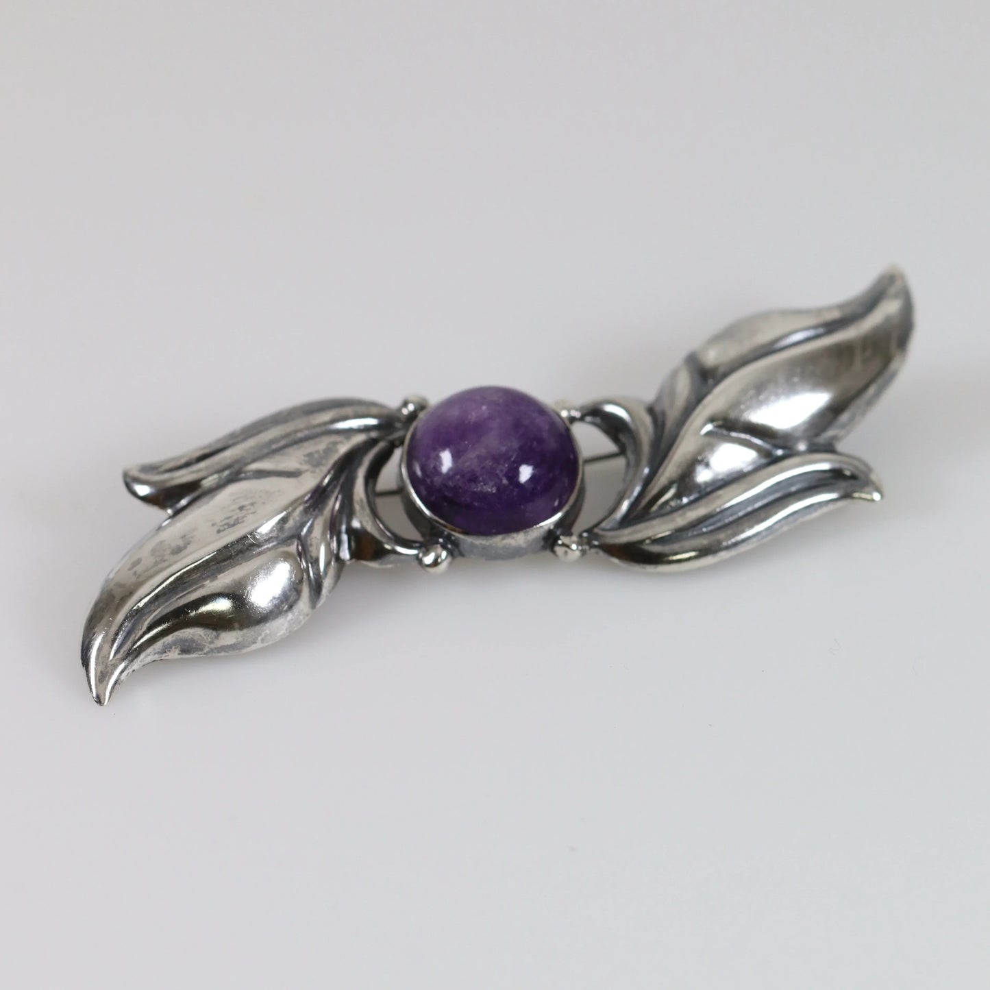 SOLD OUT: Vintage Silver Mexican Jewelry | Amethyst Floral Brooch - Carmel Fine Silver Jewelry