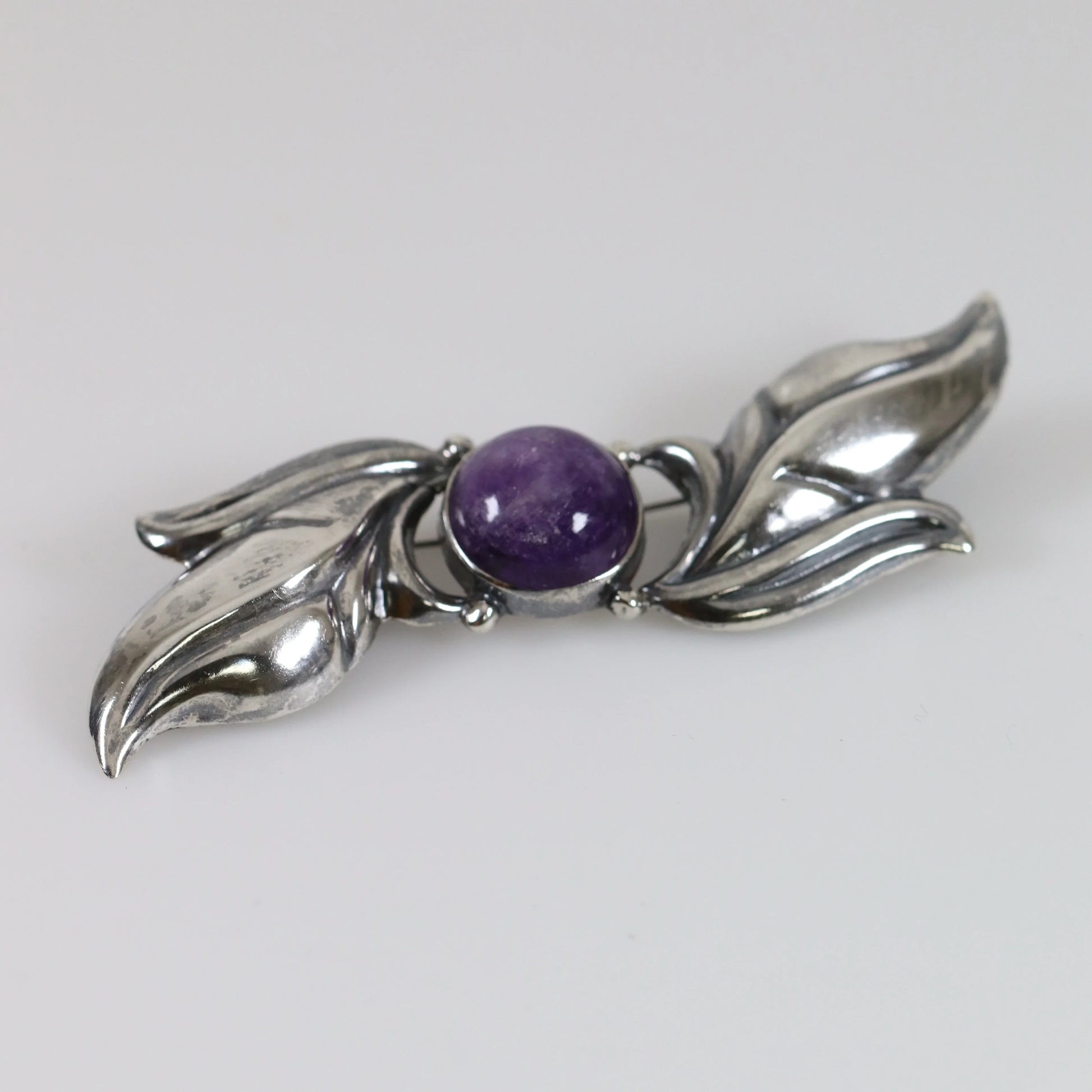 SOLD OUT: Vintage Silver Mexican Jewelry | Amethyst Floral Brooch - Carmel Fine Silver Jewelry