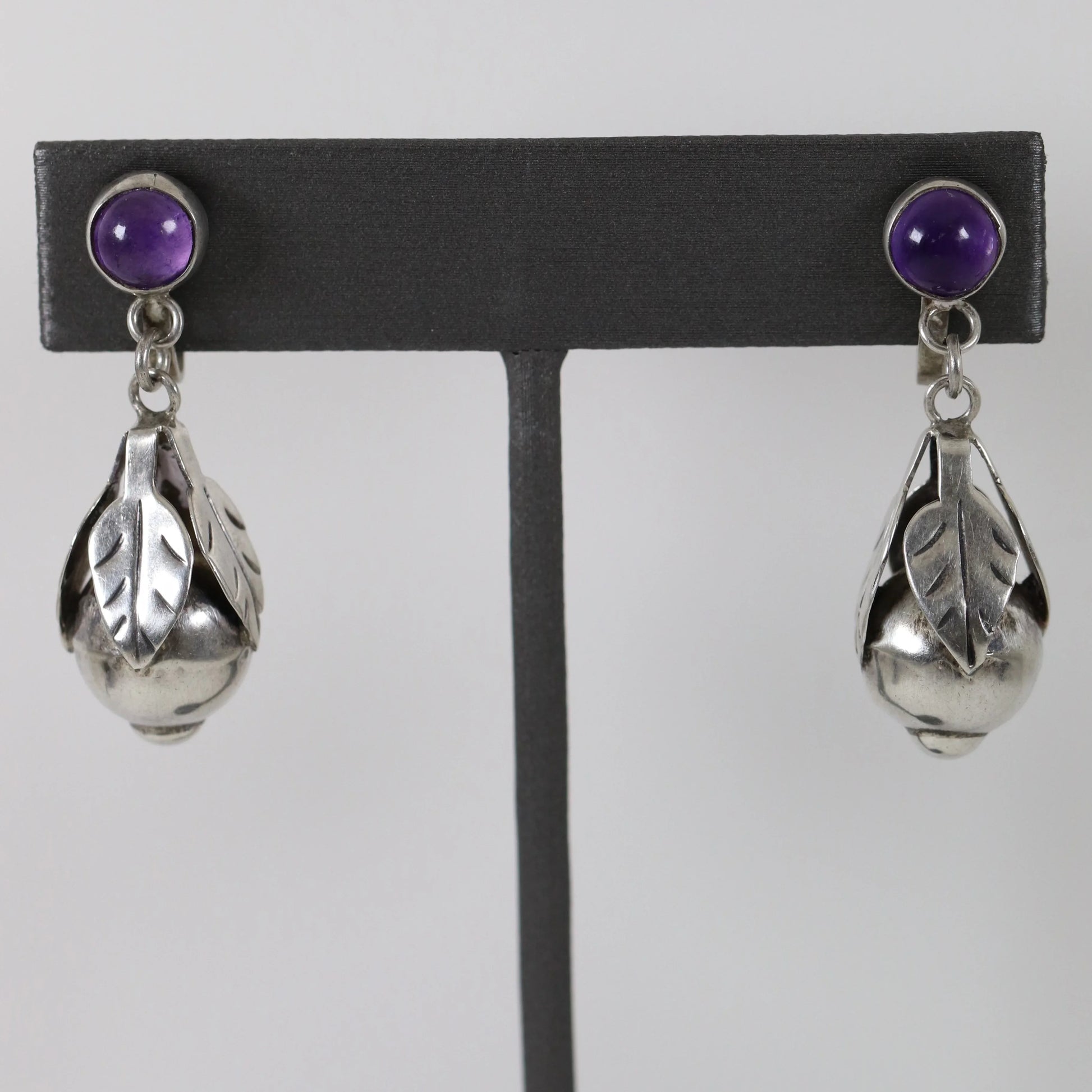 SOLD OUT: Vintage Silver Mexican Jewelry | Early Amethyst Handcrafted Earrings - Carmel Fine Silver Jewelry