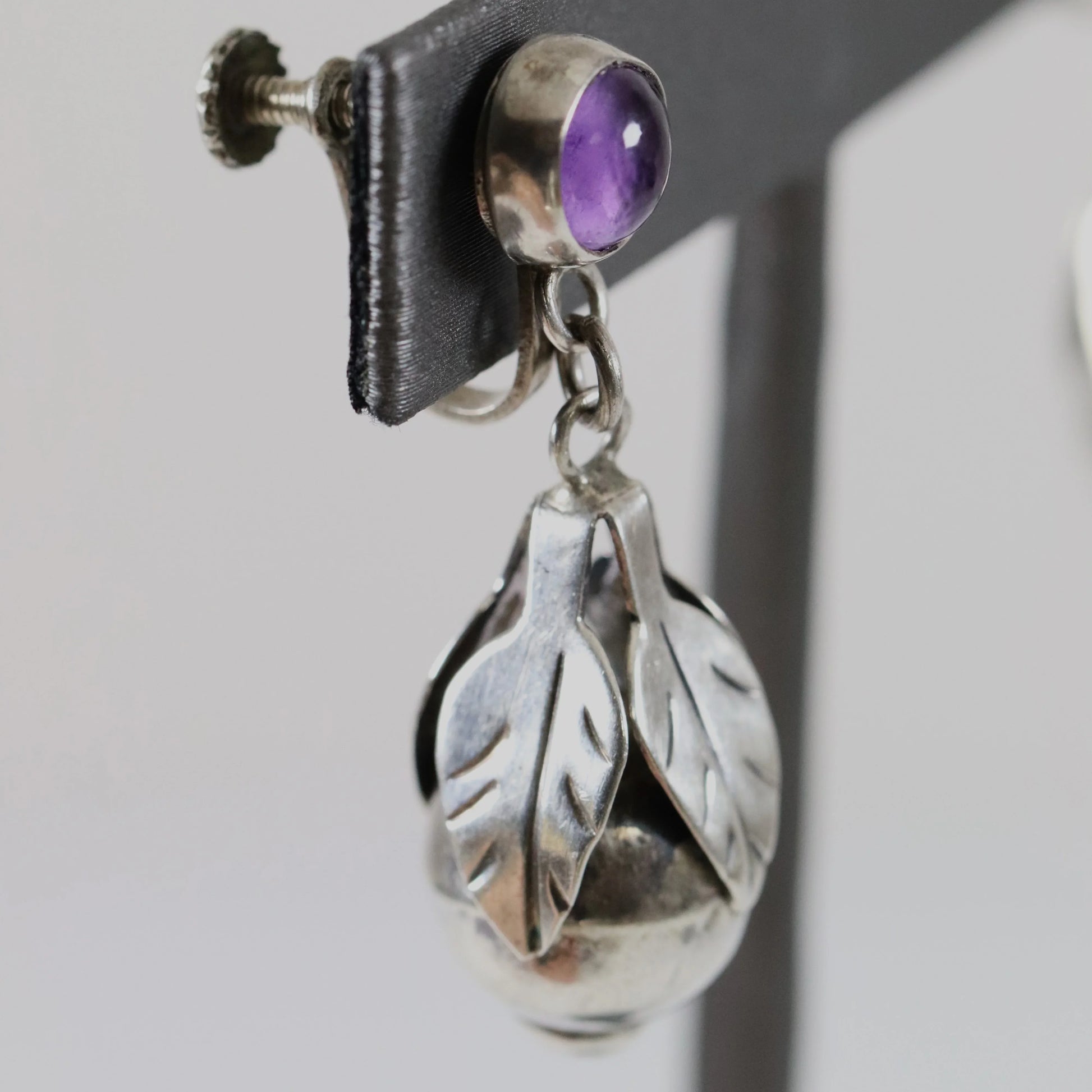 SOLD OUT: Vintage Silver Mexican Jewelry | Early Amethyst Handcrafted Earrings - Carmel Fine Silver Jewelry
