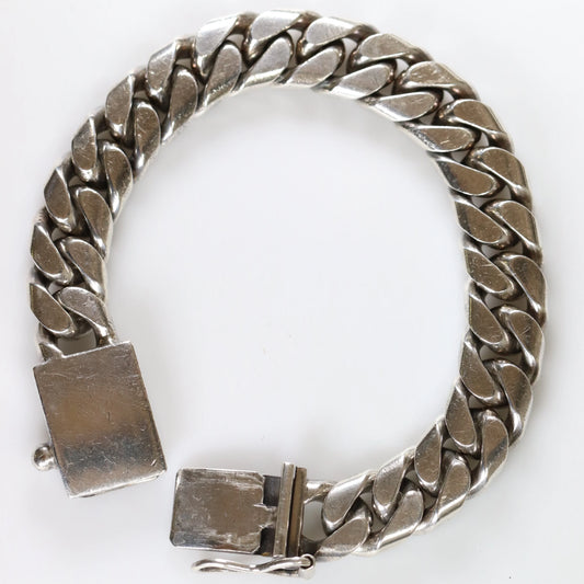 SOLD OUT: Vintage Silver Mexican Jewelry | Heavy Large Curb Chain Bracelet - Carmel Fine Silver Jewelry