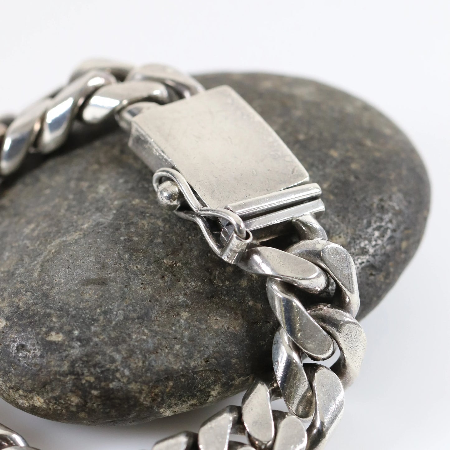 SOLD OUT: Vintage Silver Mexican Jewelry | Heavy Large Curb Chain Bracelet - Carmel Fine Silver Jewelry