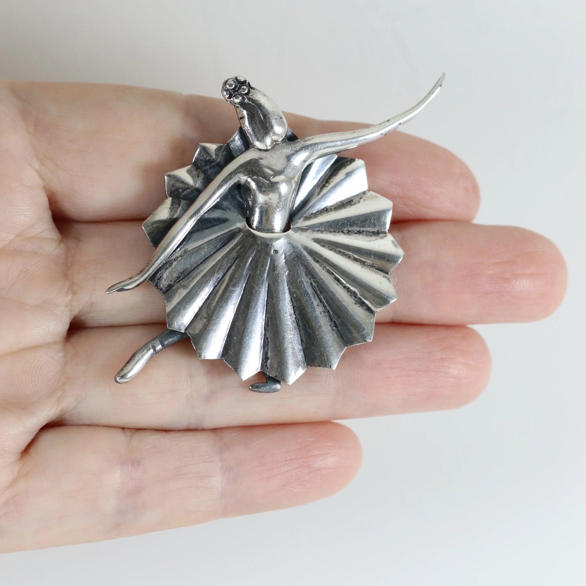 SOLD OUT: Vintage Silver Mexican Jewelry | Margot de Taxco Style Ballerina Brooch - Carmel Fine Silver Jewelry