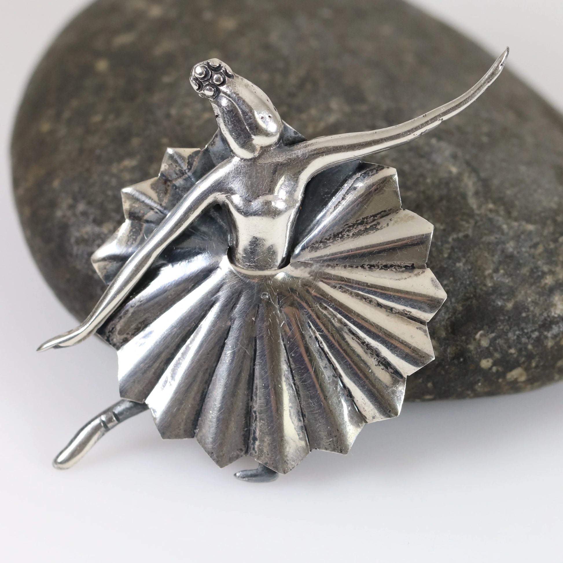 SOLD OUT: Vintage Silver Mexican Jewelry | Margot de Taxco Style Ballerina Brooch - Carmel Fine Silver Jewelry