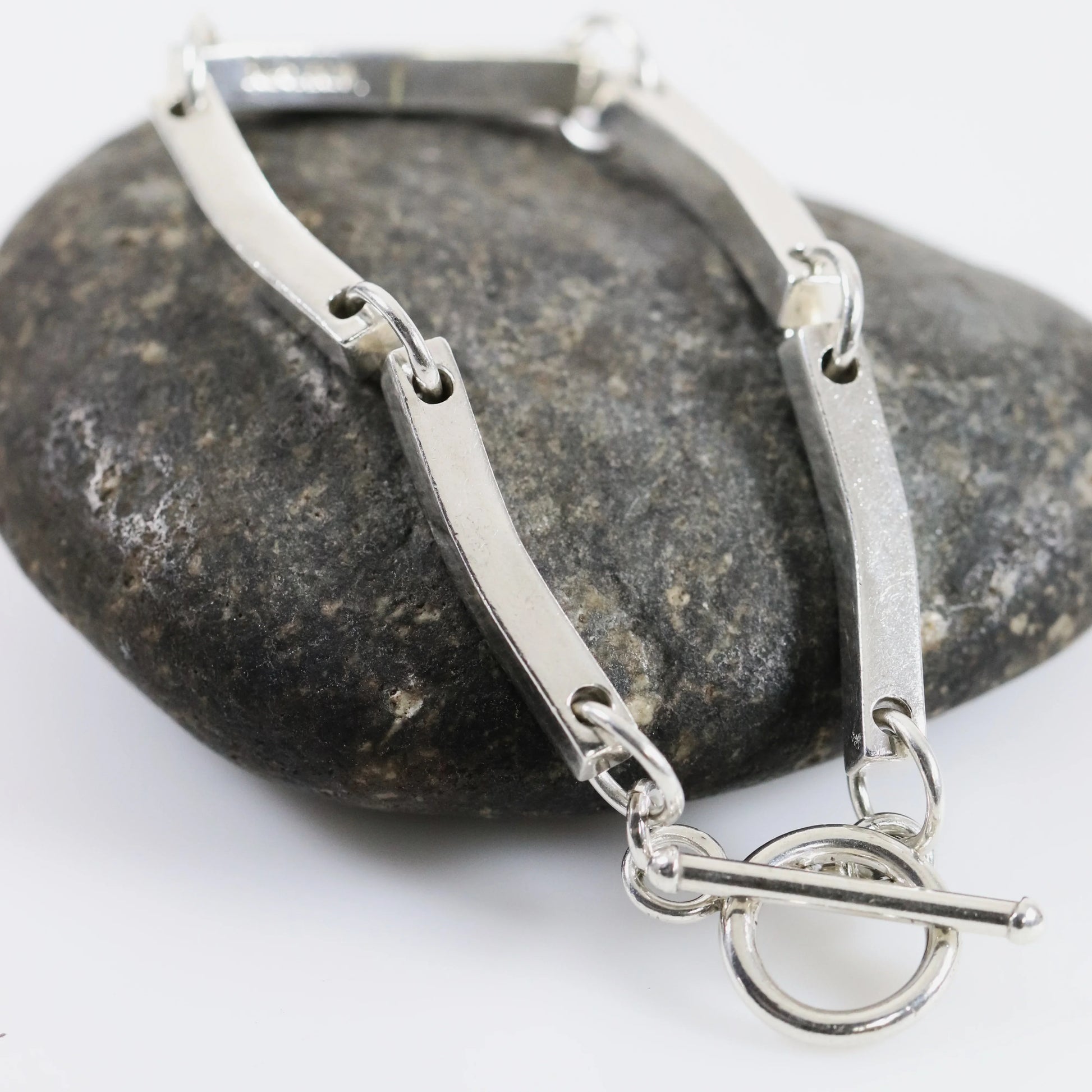 SOLD OUT: Vintage Silver Mexican Jewelry | Modernist Bar Link Toggle Bracelet - Carmel Fine Silver Jewelry