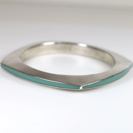 SOLD OUT: Vintage Silver Mexican Jewelry | Modernist Enamel Bangle Bracelet - Carmel Fine Silver Jewelry