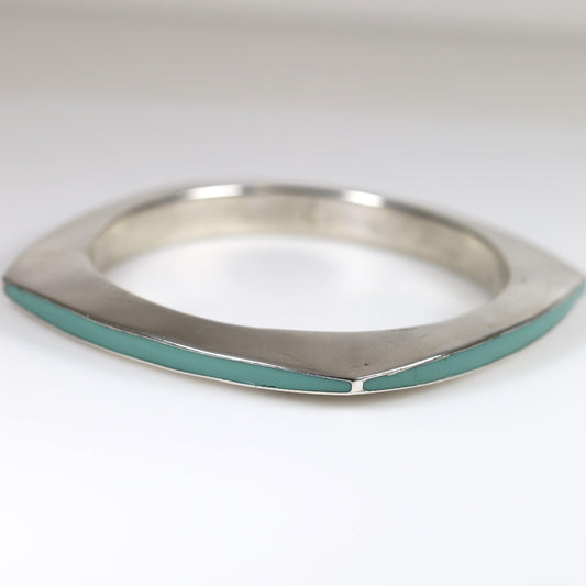 SOLD OUT: Vintage Silver Mexican Jewelry | Modernist Enamel Bangle Bracelet - Carmel FSJ