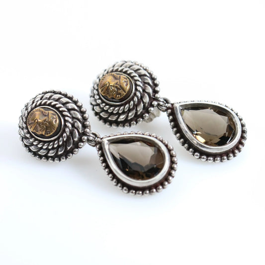 SOLD OUT: Vintage Stephen Dweck Jewelry | Bronze Warrior Smoky Quartz Earrings - Carmel Fine Silver Jewelry