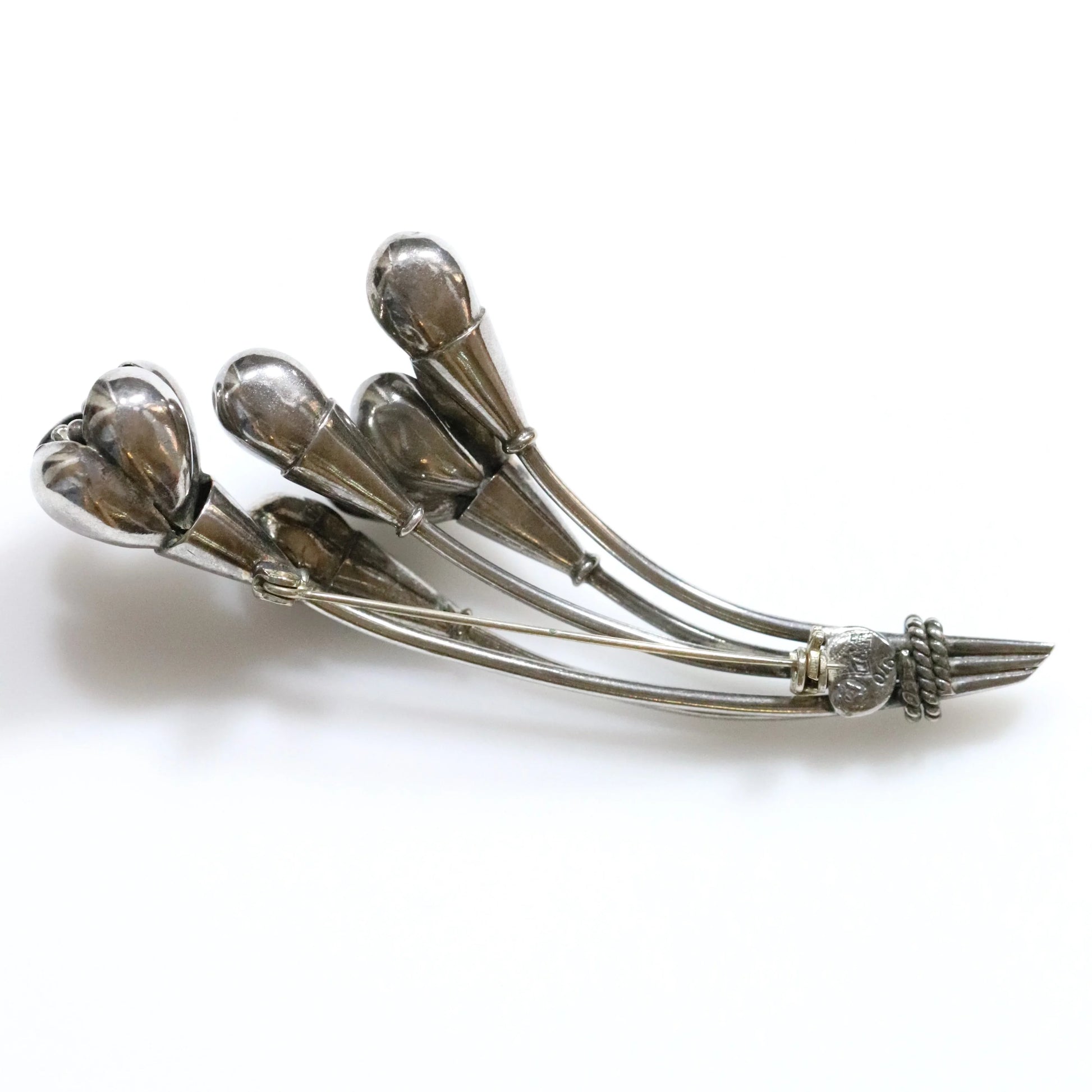SOLD OUT: Vintage Taxco Antonio Pineda Jewelry | Large Handcrafted Budding Flower Brooch - Carmel Fine Silver Jewelry