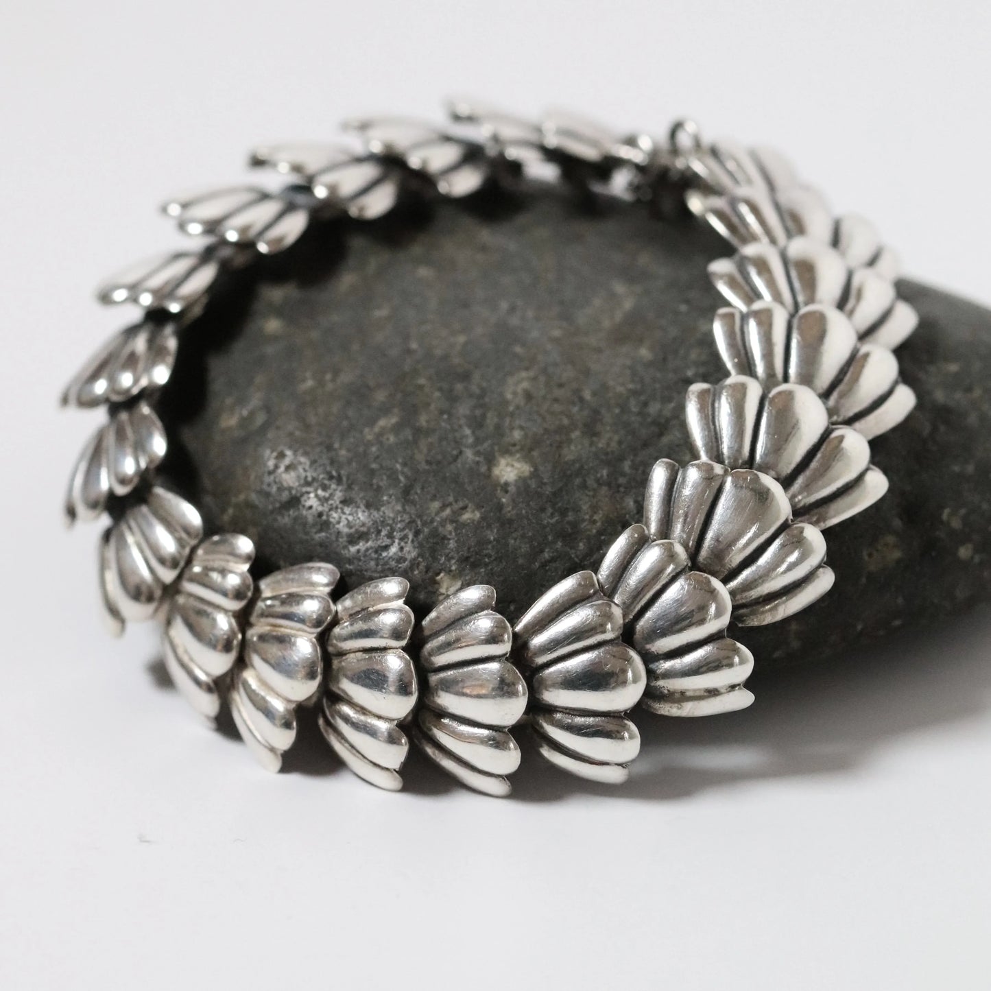SOLD OUT: Vintage Taxco Los Castillo Jewelry | Silver Floral Panel Bracelet 168 Mexico - Carmel Fine Silver Jewelry