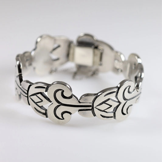 SOLD OUT: Vintage Taxco Silver Mexican Jewelry | A Munos Modernist Panel Bracelet - Carmel Fine Silver Jewelry