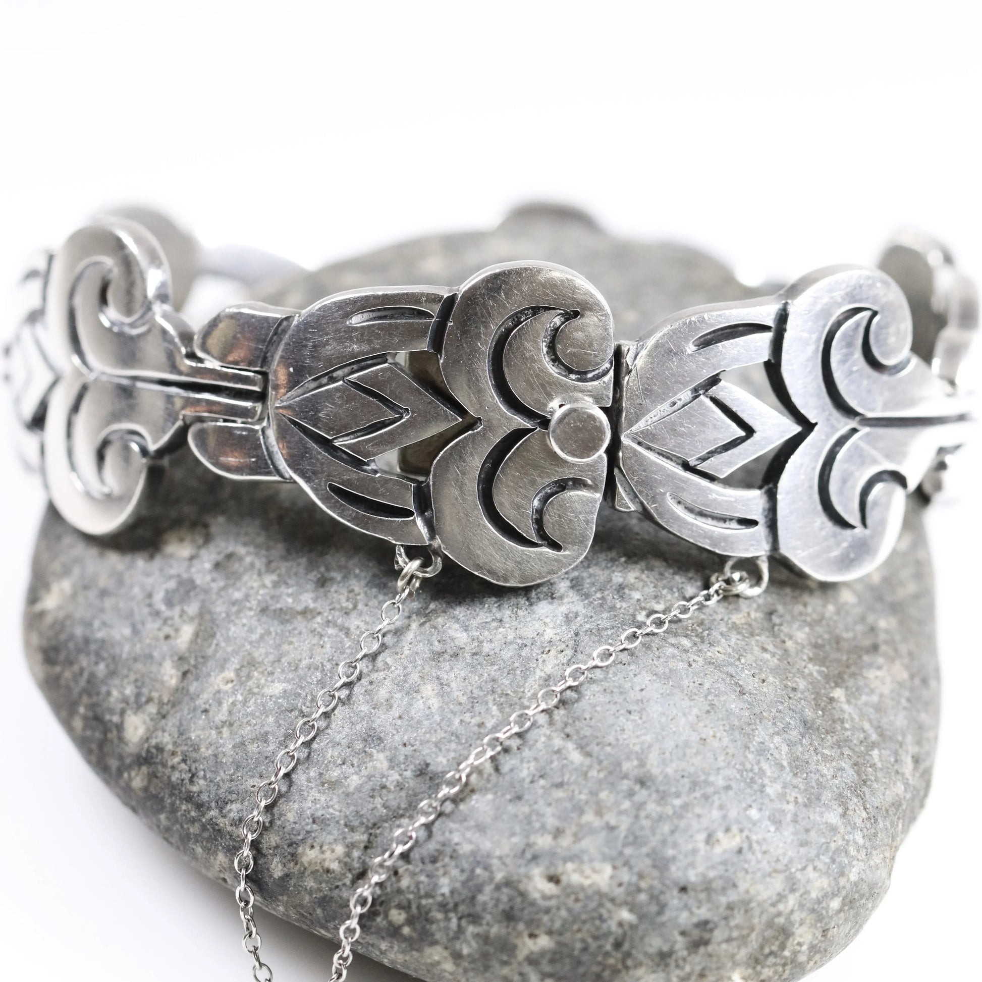 SOLD OUT: Vintage Taxco Silver Mexican Jewelry | A Munos Modernist Panel Bracelet - Carmel Fine Silver Jewelry