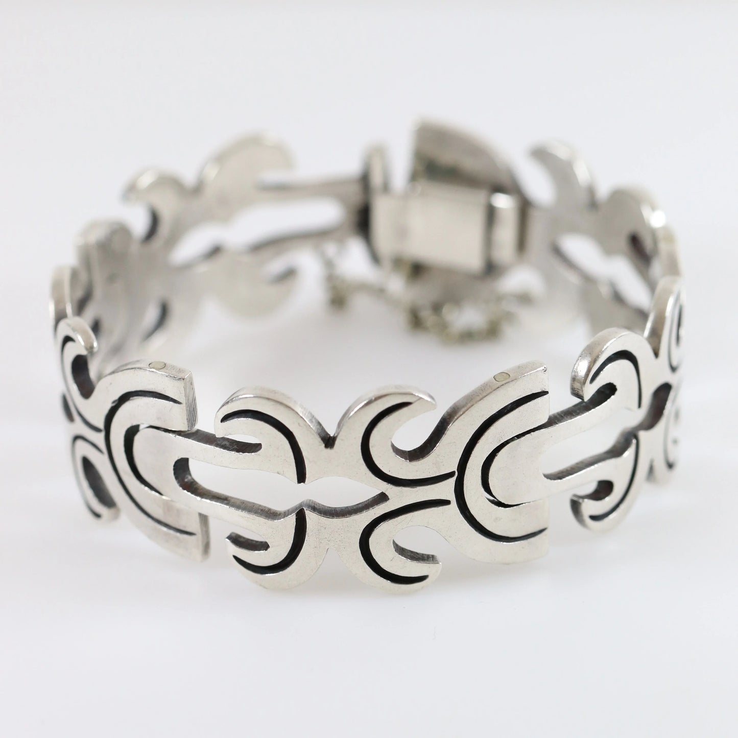 SOLD OUT: Vintage Taxco Silver Mexican Jewelry | Jose Silva Solid Silver Panel Bracelet - Carmel Fine Silver Jewelry