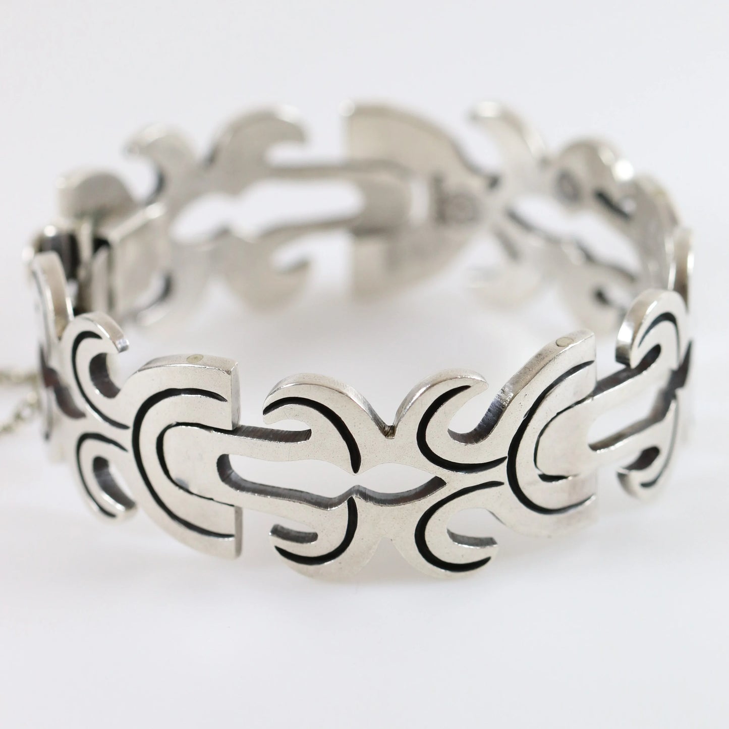 SOLD OUT: Vintage Taxco Silver Mexican Jewelry | Jose Silva Solid Silver Panel Bracelet - Carmel Fine Silver Jewelry