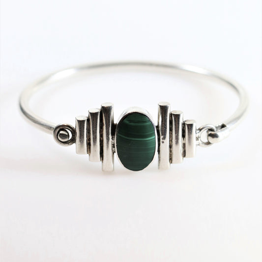 SOLD OUT: Vintage Taxco Silver Mexican Jewelry | Malachite Modernist Bracelet - Carmel FSJ