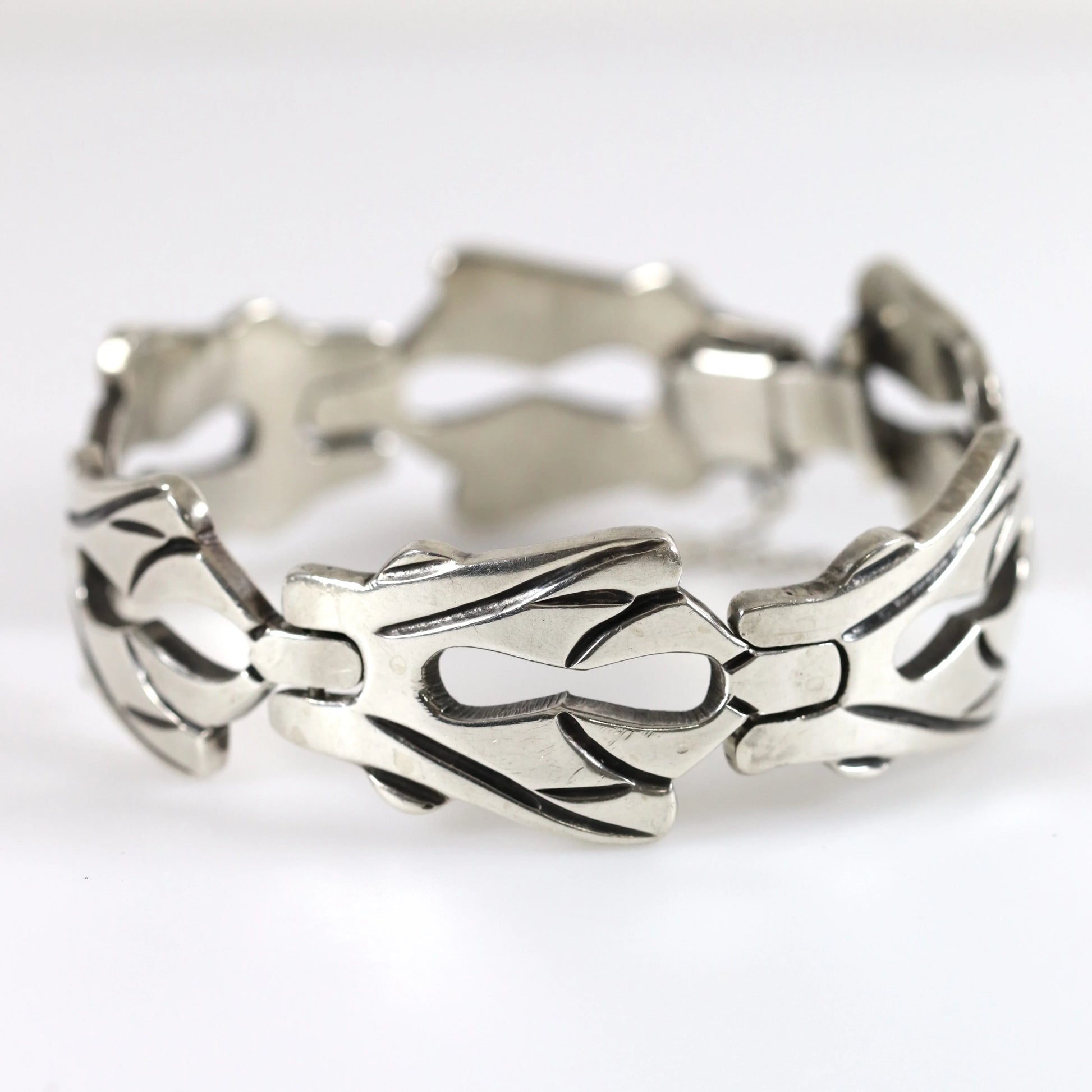 SOLD OUT: Vintage Taxco Silver Mexican Jewelry | Solid Mid-Century Panel Bracelet - Carmel Fine Silver Jewelry