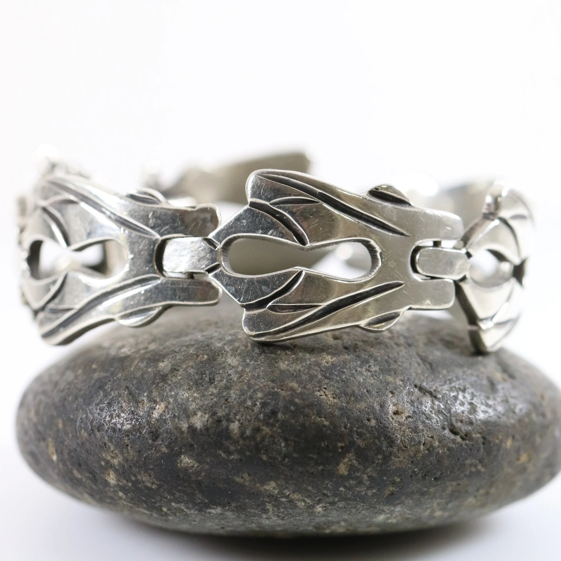 SOLD OUT: Vintage Taxco Silver Mexican Jewelry | Solid Mid-Century Panel Bracelet - Carmel Fine Silver Jewelry