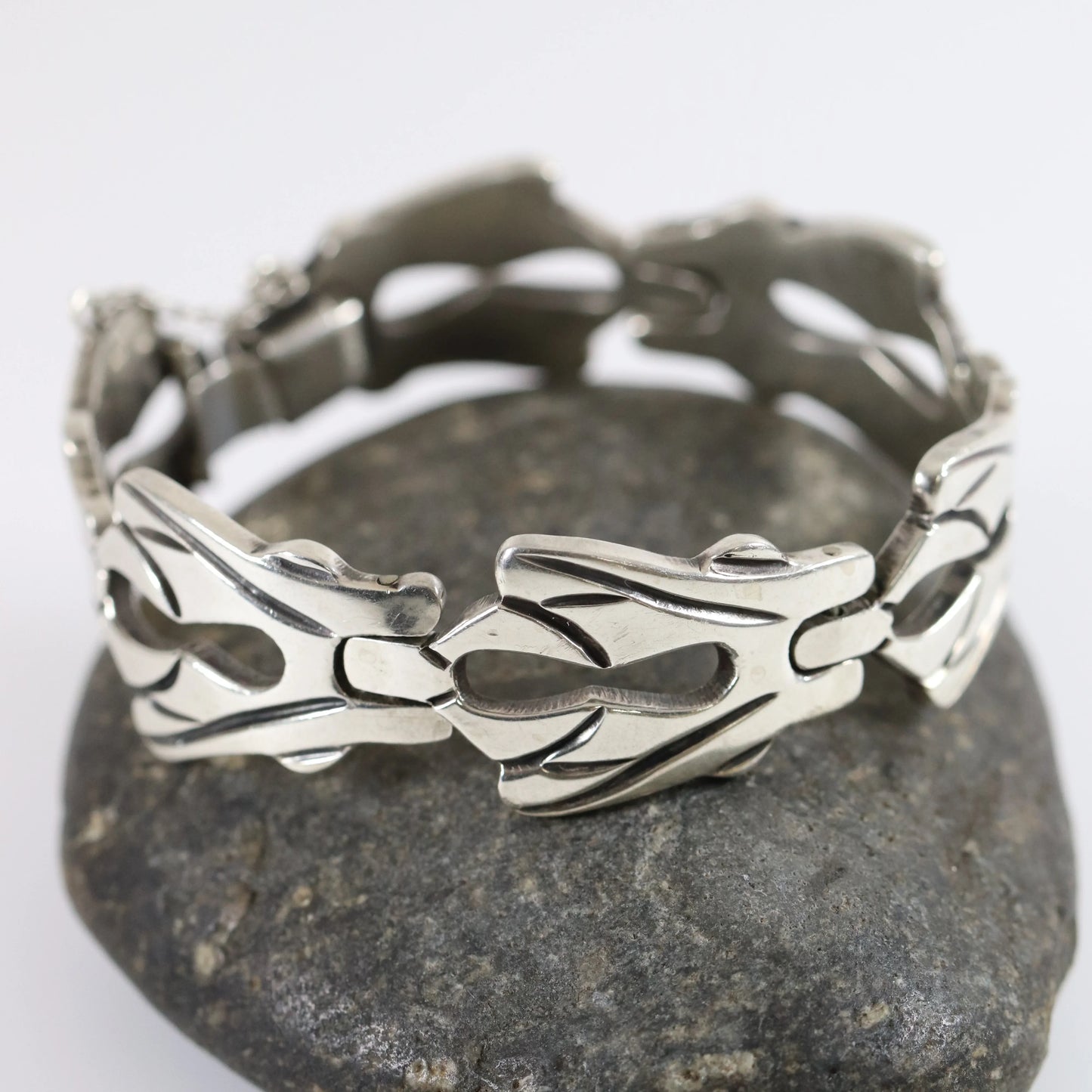 SOLD OUT: Vintage Taxco Silver Mexican Jewelry | Solid Mid-Century Panel Bracelet - Carmel Fine Silver Jewelry