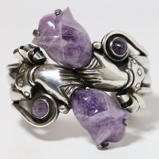 SOLD OUT: Vintage William Spratling Jewelry | Amethyst Hand Bracelet Taxco Mexico - Carmel Fine Silver Jewelry
