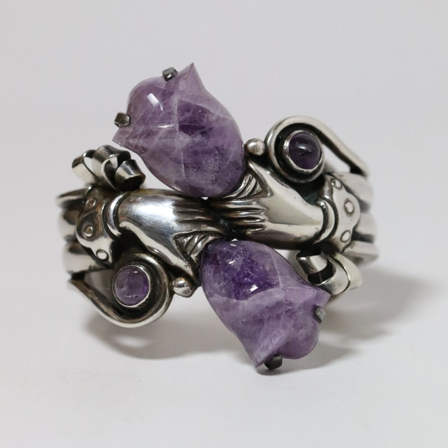 SOLD OUT: Vintage William Spratling Jewelry | Amethyst Hand Bracelet Taxco Mexico - Carmel Fine Silver Jewelry