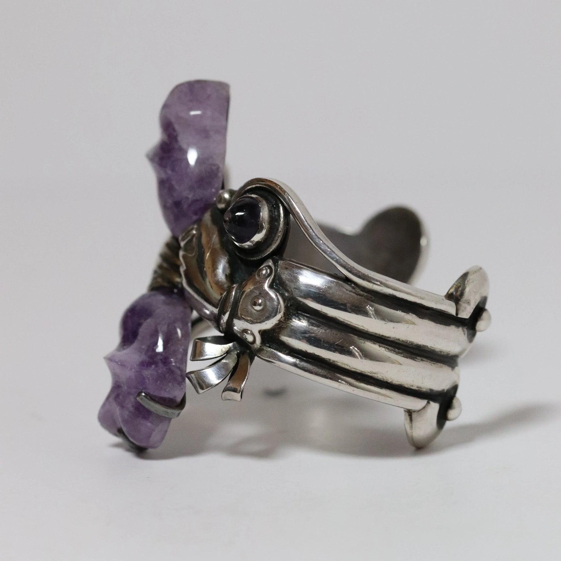 SOLD OUT: Vintage William Spratling Jewelry | Amethyst Hand Bracelet Taxco Mexico - Carmel Fine Silver Jewelry