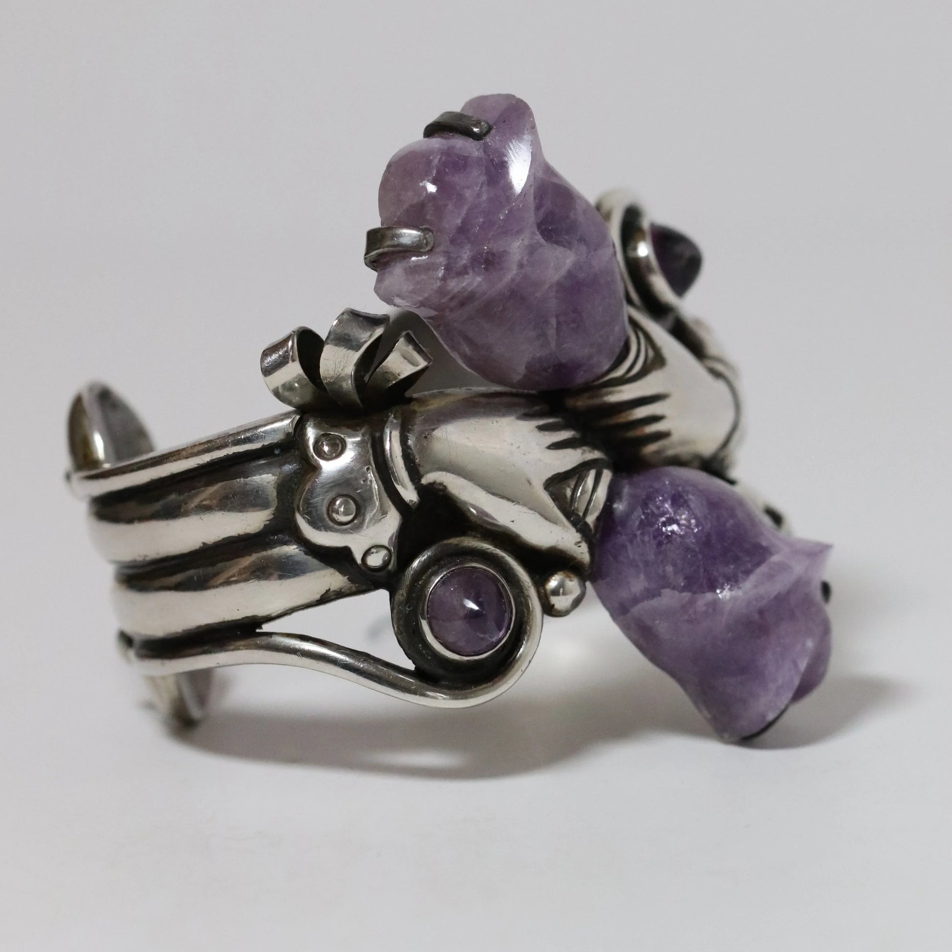 SOLD OUT: Vintage William Spratling Jewelry | Amethyst Hand Bracelet Taxco Mexico - Carmel Fine Silver Jewelry