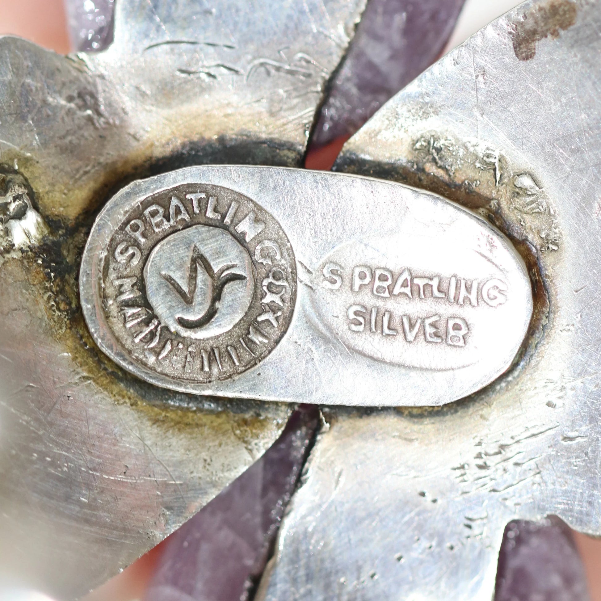 SOLD OUT: Vintage William Spratling Jewelry | Amethyst Hand Bracelet Taxco Mexico - Carmel Fine Silver Jewelry