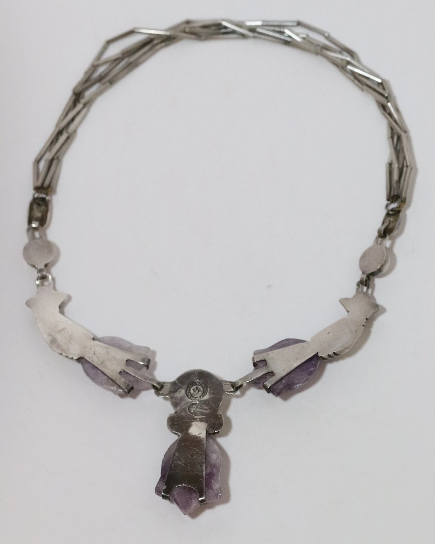SOLD OUT: Vintage William Spratling Jewelry | Floral Amethyst Hand Necklace Mexico - Carmel Fine Silver Jewelry
