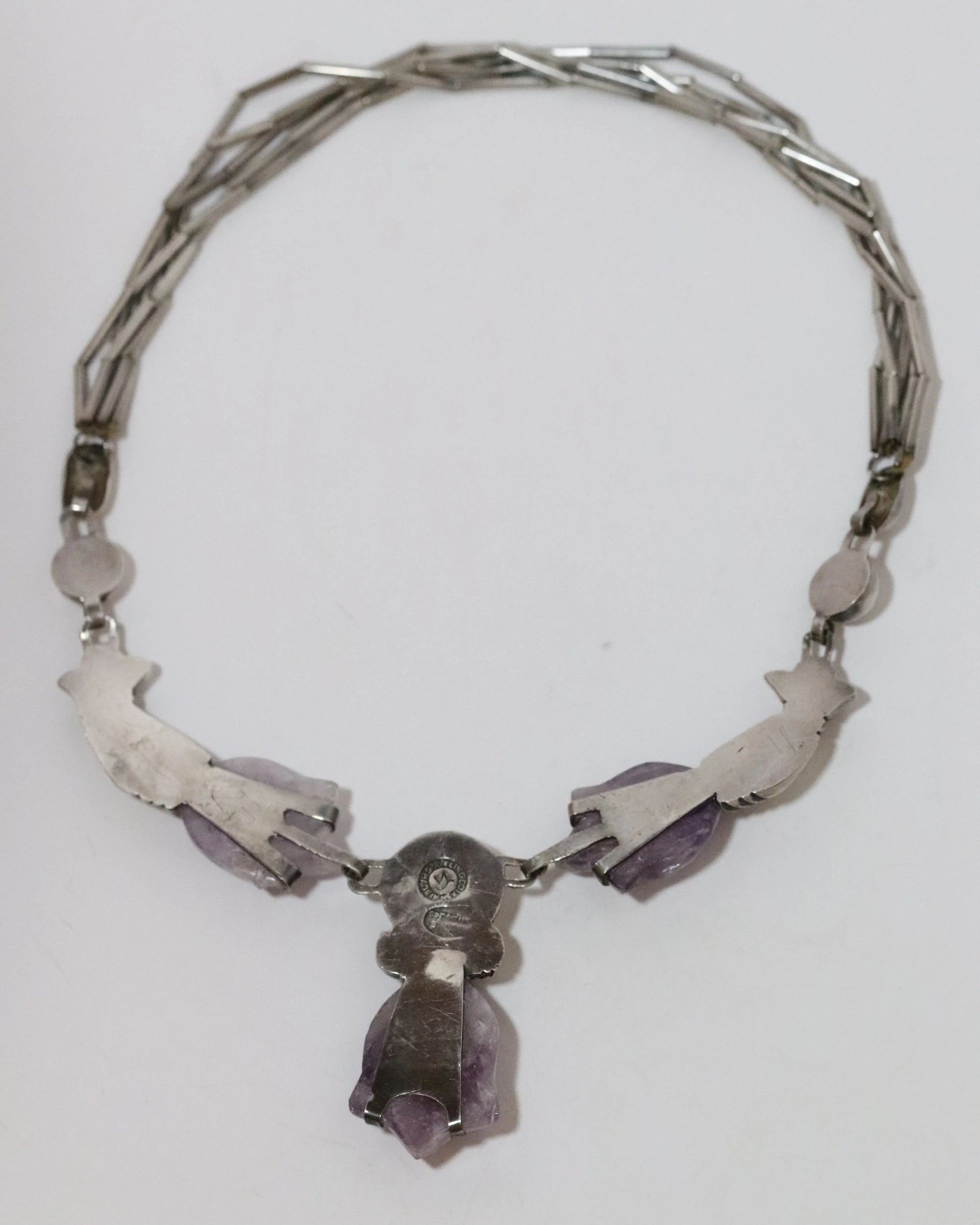 SOLD OUT: Vintage William Spratling Jewelry | Floral Amethyst Hand Necklace Mexico - Carmel Fine Silver Jewelry