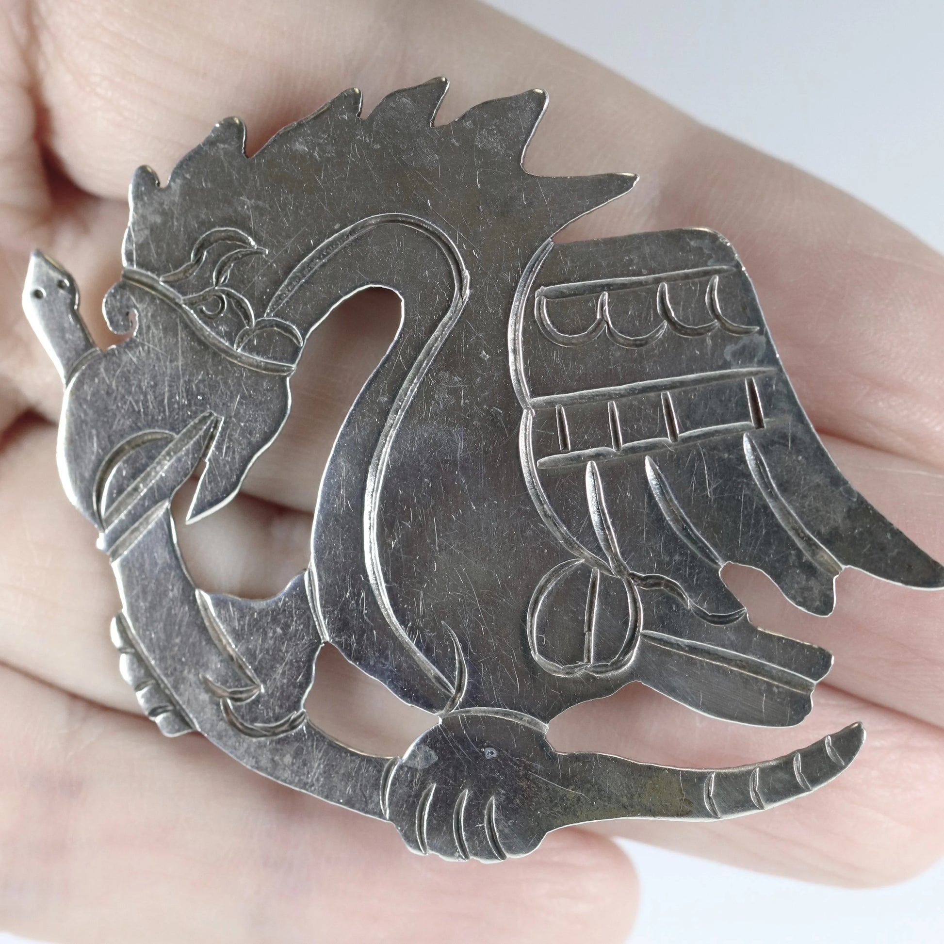 SOLD OUT: Vintage William Spratling Taxco Silver Mexican Jewelry | Mid-Century Modernish Eagle on Stem Brooch - Carmel Fine Silver Jewelry