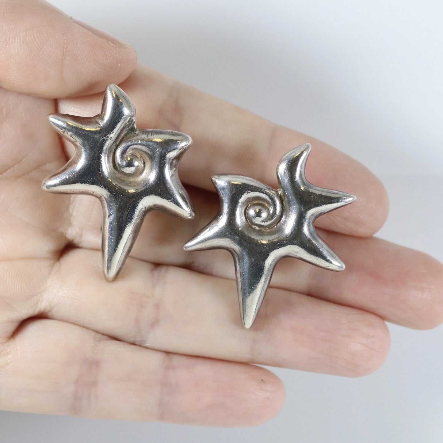 SOLD OUT: Vintage William Spratling Taxco Silver Mexican Jewelry | Mid-Century Modernist Conch Earrings - Carmel Fine Silver Jewelry