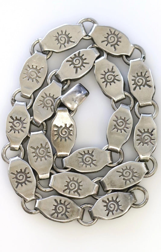 SOLD OUT: Vintage William Spratling Taxco Silver Mexican Jewelry | Rare 980 Sun Link Necklace - Carmel Fine Silver Jewelry
