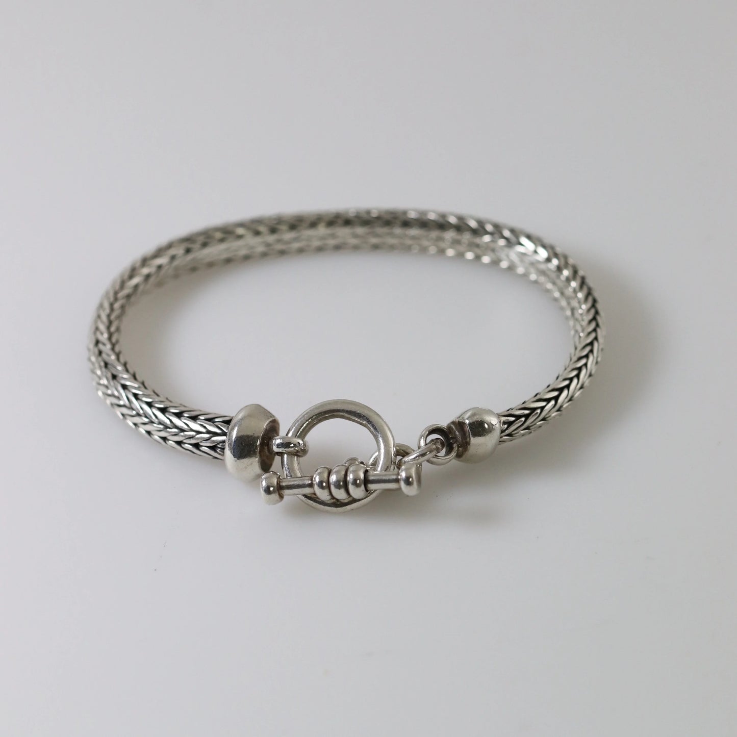 SOLD OUT: Wheat Link Bracelet | Vintage Sterling Silver | Toggle Latch - Carmel Fine Silver Jewelry