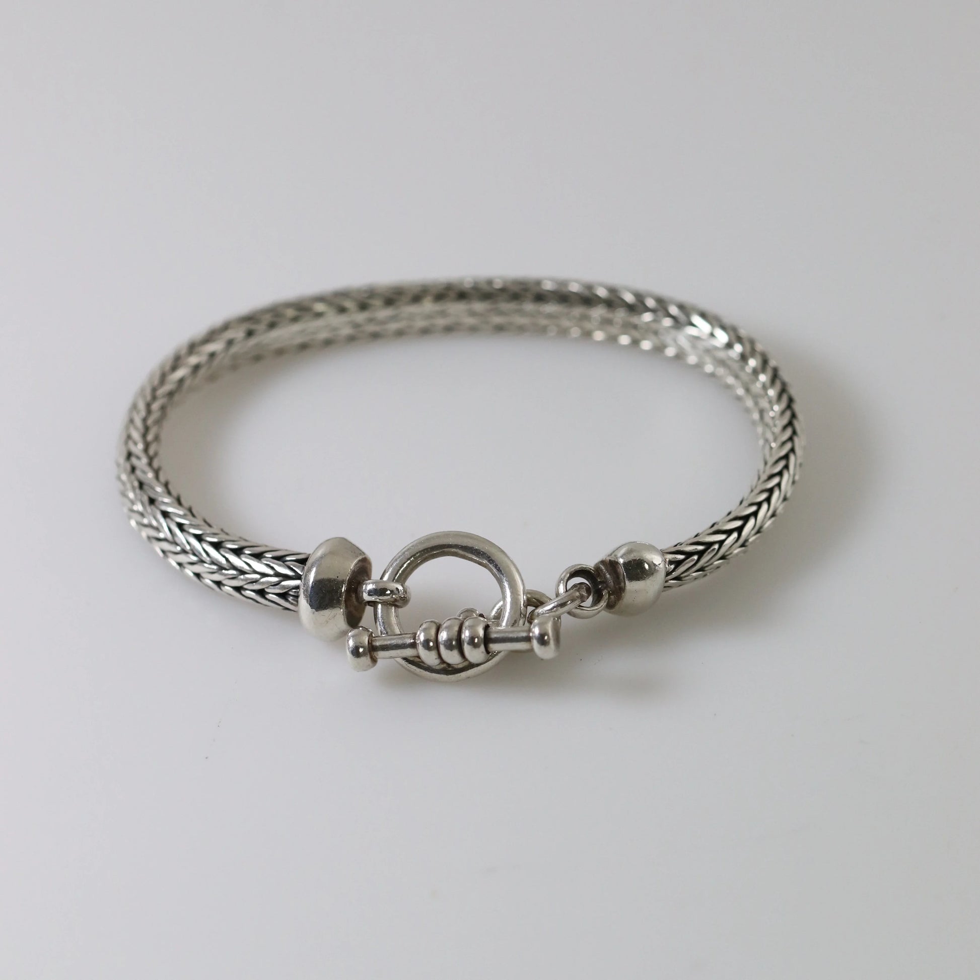 SOLD OUT: Wheat Link Bracelet | Vintage Sterling Silver | Toggle Latch - Carmel Fine Silver Jewelry