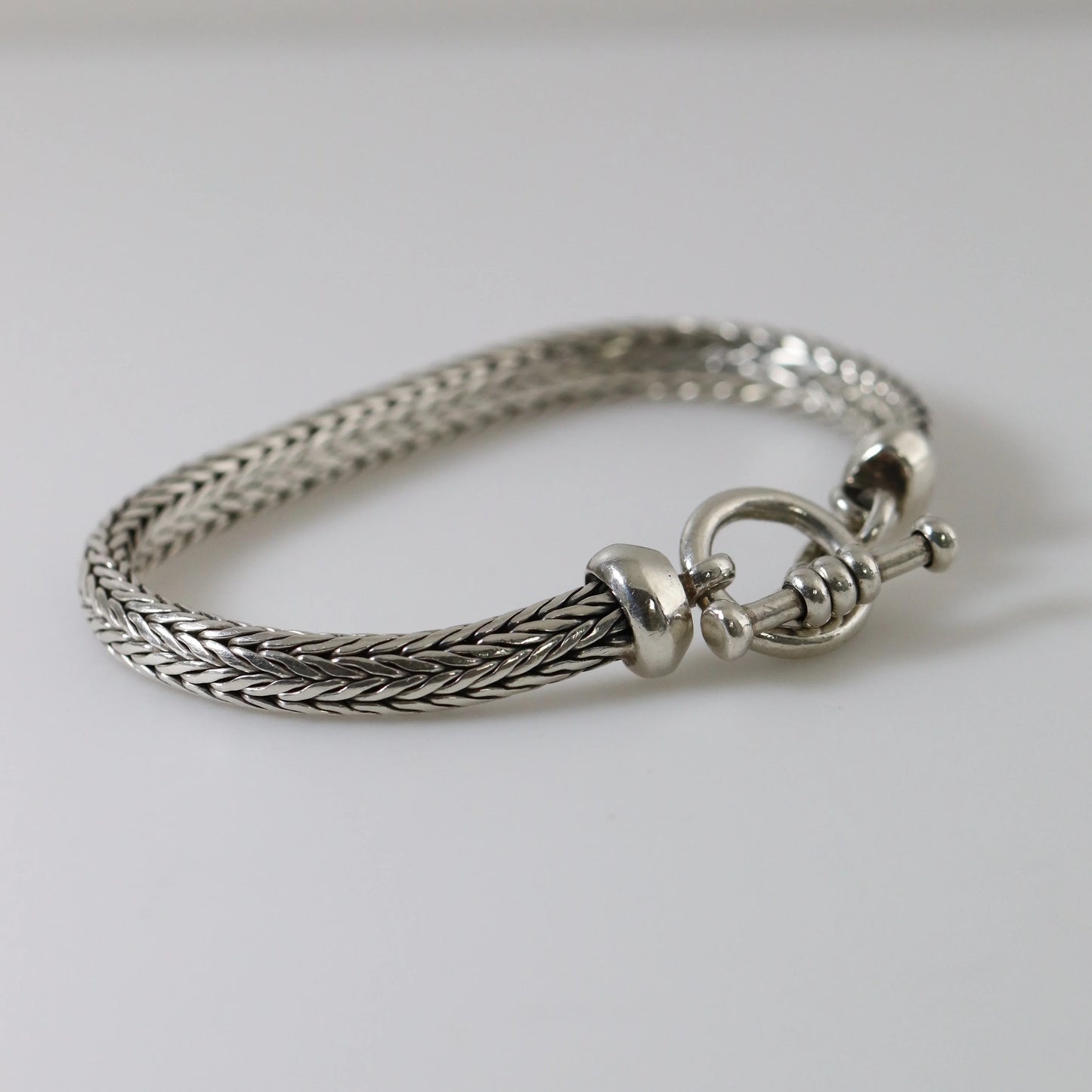 SOLD OUT: Wheat Link Bracelet | Vintage Sterling Silver | Toggle Latch - Carmel Fine Silver Jewelry