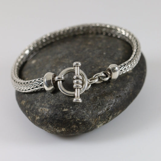 SOLD OUT: Wheat Link Bracelet | Vintage Sterling Silver | Toggle Latch - Carmel FSJ