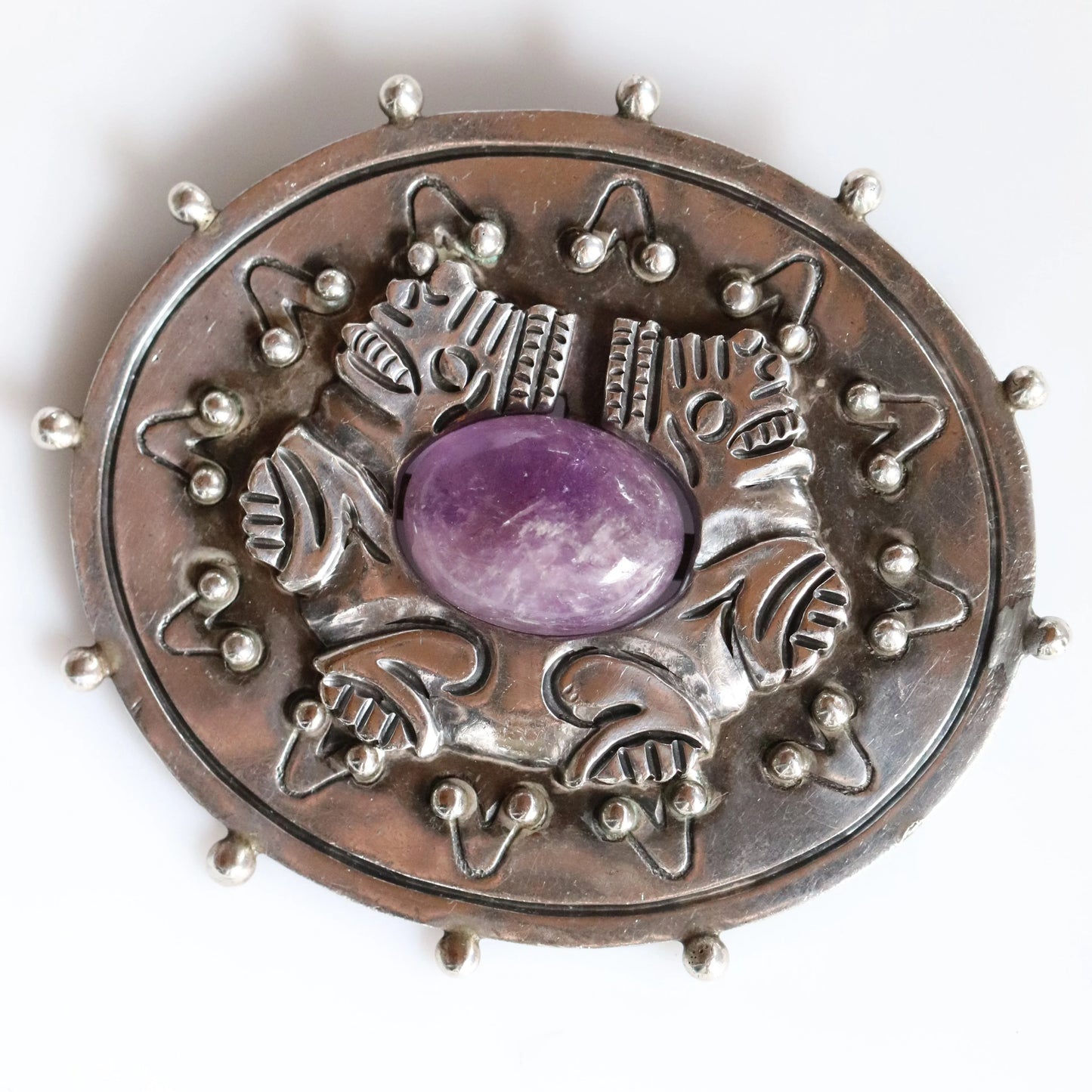 STOCK -- Taxco William Spratling Jaguar Brooch | Vintage Sterling Silver | Amethyst Pin Mexico - Carmel Fine Silver Jewelry