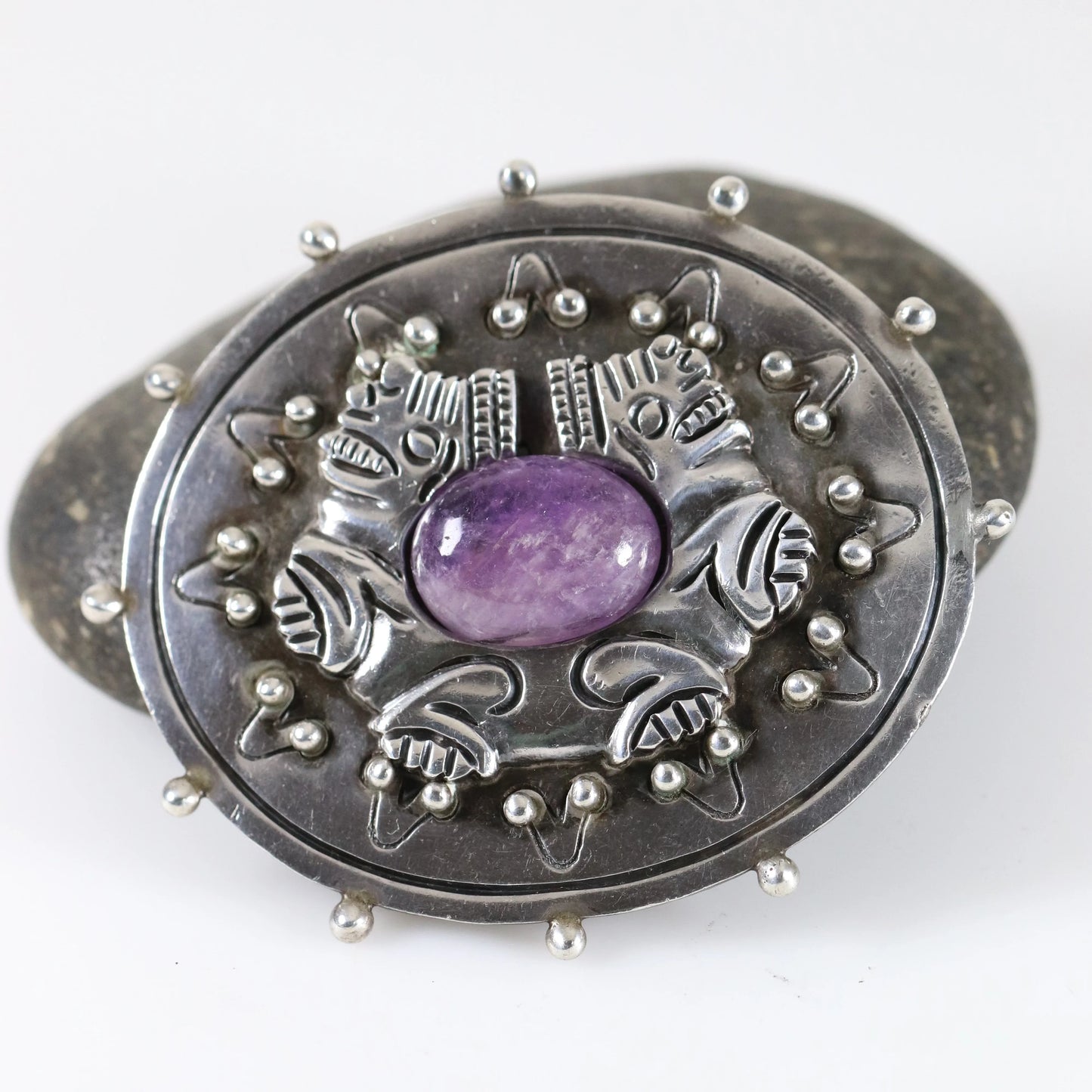 STOCK -- Taxco William Spratling Jaguar Brooch | Vintage Sterling Silver | Amethyst Pin Mexico - Carmel Fine Silver Jewelry