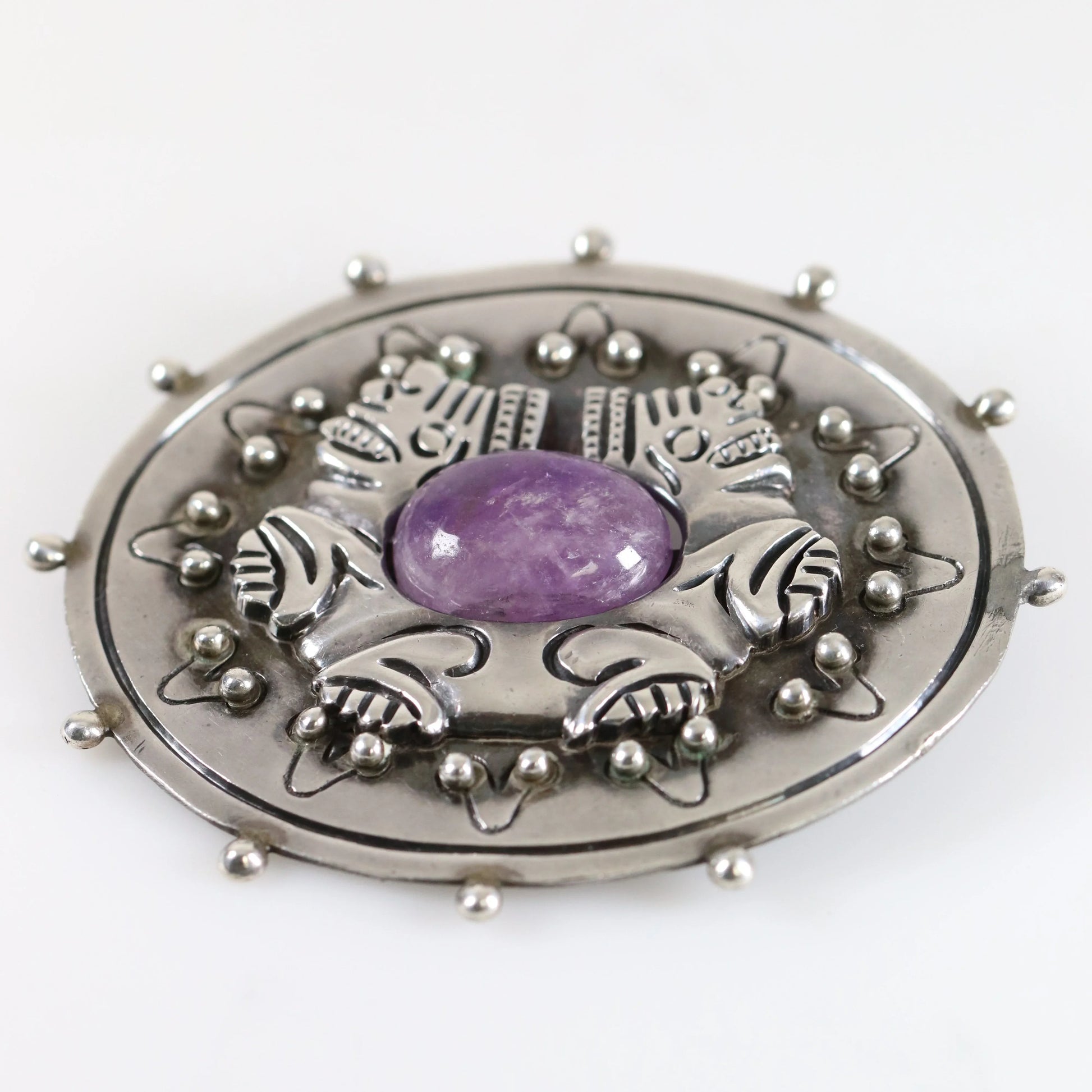 STOCK -- Taxco William Spratling Jaguar Brooch | Vintage Sterling Silver | Amethyst Pin Mexico - Carmel Fine Silver Jewelry