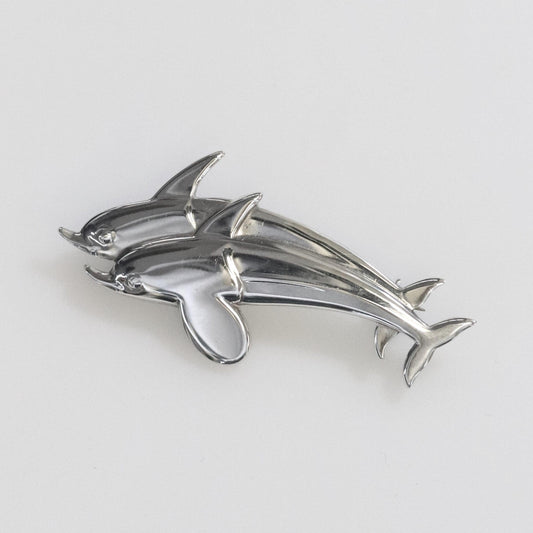 STOCK -- Vintage Georg Jensen Jewelry | Arno Malinowski Dual Dolphin Brooch 317 - Carmel Fine Silver Jewelry
