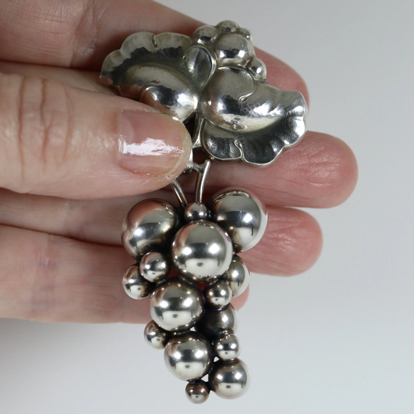 STOCK -- Vintage Georg Jensen Jewelry | Large Suspended Grape Brooch 217B Denmark - Carmel Fine Silver Jewelry