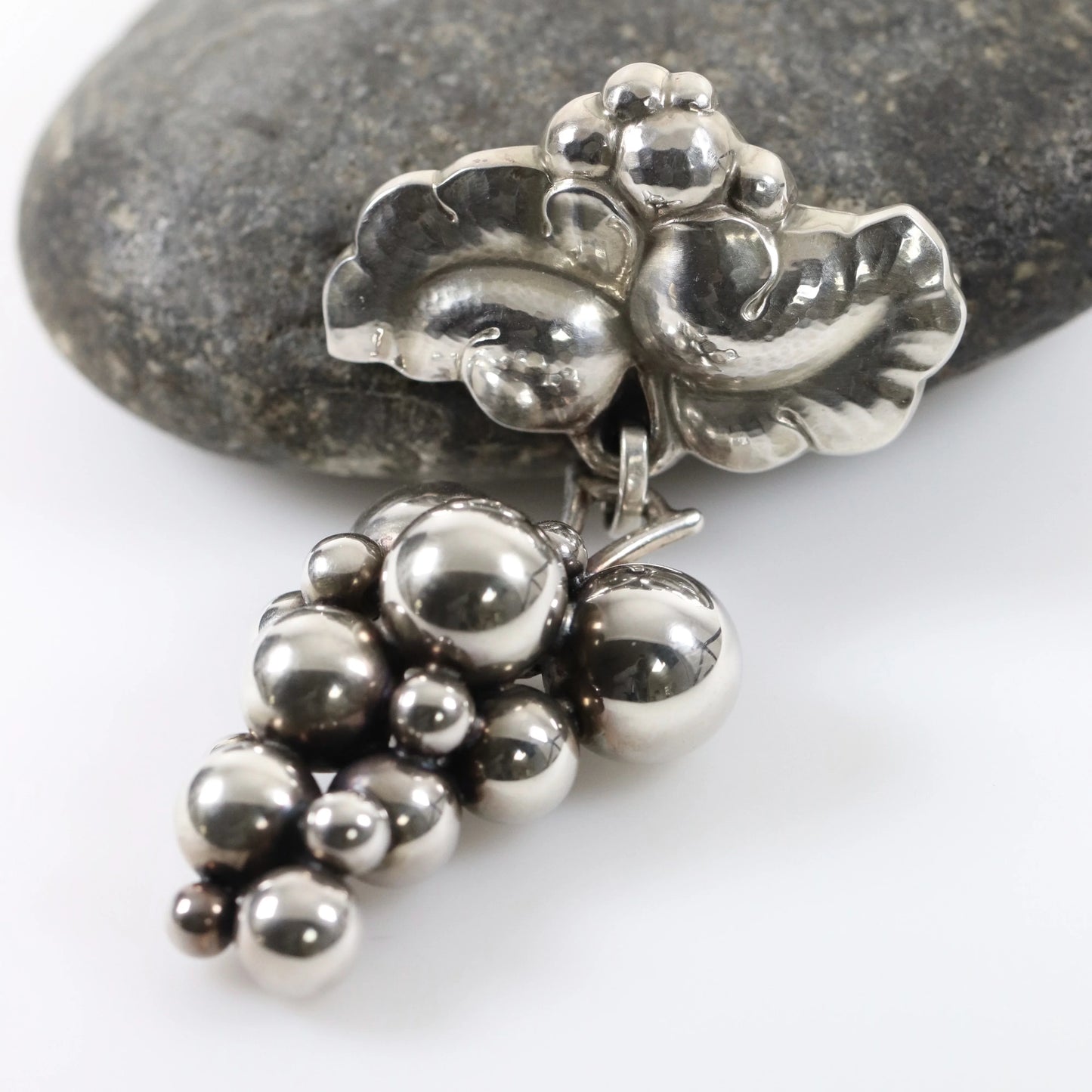 STOCK -- Vintage Georg Jensen Jewelry | Large Suspended Grape Brooch 217B Denmark - Carmel Fine Silver Jewelry