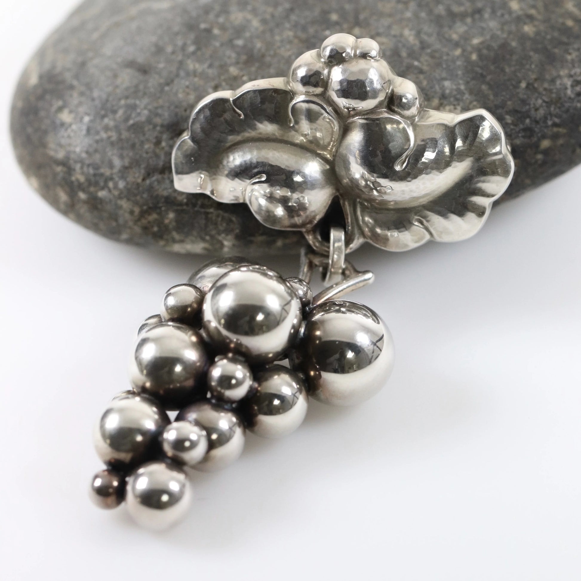 STOCK -- Vintage Georg Jensen Jewelry | Large Suspended Grape Brooch 217B Denmark - Carmel Fine Silver Jewelry