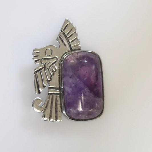 STOCK#2 -- Vintage Taxco William Spratling Jewelry | Taxco Silver Amethyst Eagle Vintage Brooch - Carmel Fine Silver Jewelry